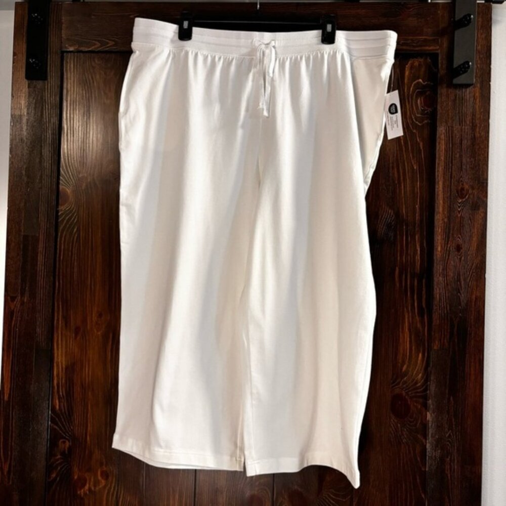 Karen Scott Knit Capri Pull on White Capri Jogger / Sweat Pants NWT - Picture 4 of 8
